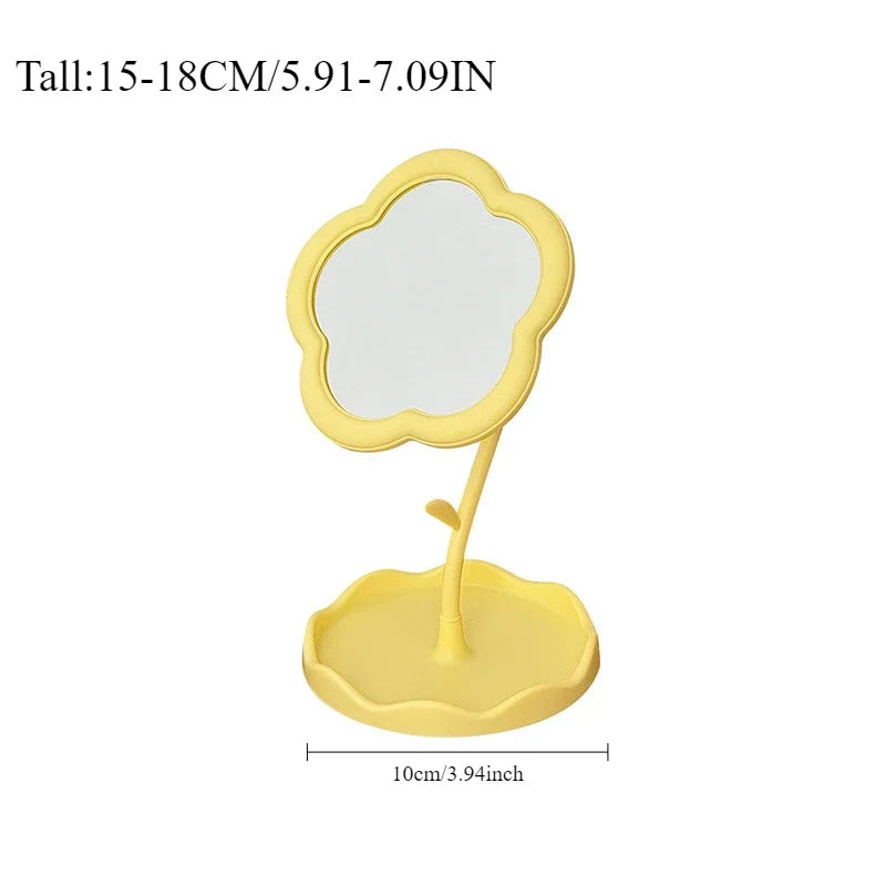 Creative Desktop Flower Mirror for Dorm Room High Aesthetic Value Gao Yan Style Makeup Vanity Bedroom Home Decor