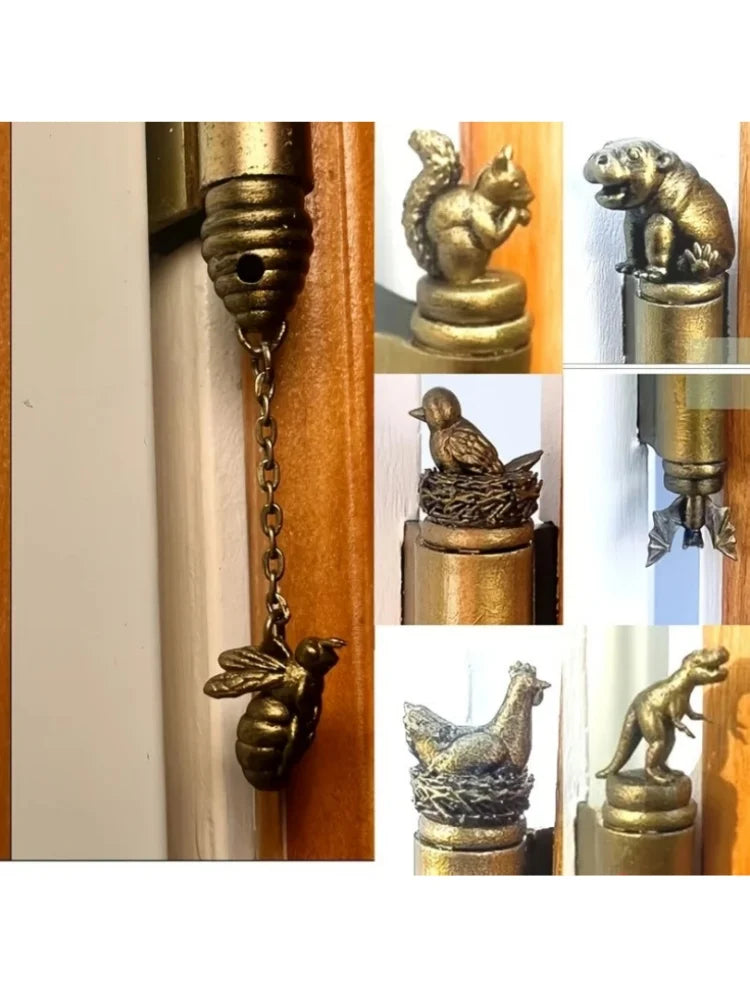 1Pc Festival Decorations Bronze Door Hinges Animal Designs As Well As Magnetic Cabinets And Decorative Statues for Home Offices