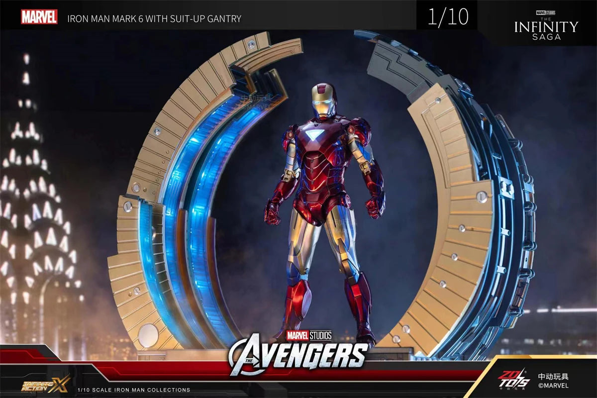 ZD Toys Avengers Iron Man Action Figure MK6 Suit-up Gantry Suit Up Gantry With MK4 Tony Stark Legends Collection Toy Gift