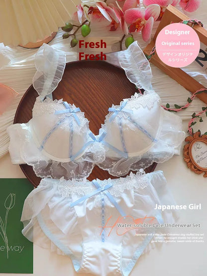 Women's Lace Bow Underwire Bra Set
