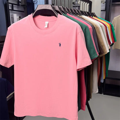 100% cotton breathable short sleeve T-shirt men's summer fashion luxury brand golf Paul embroidery loose casual round neck top
