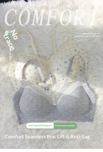 Women's Floral Lace Wireless Bra Set