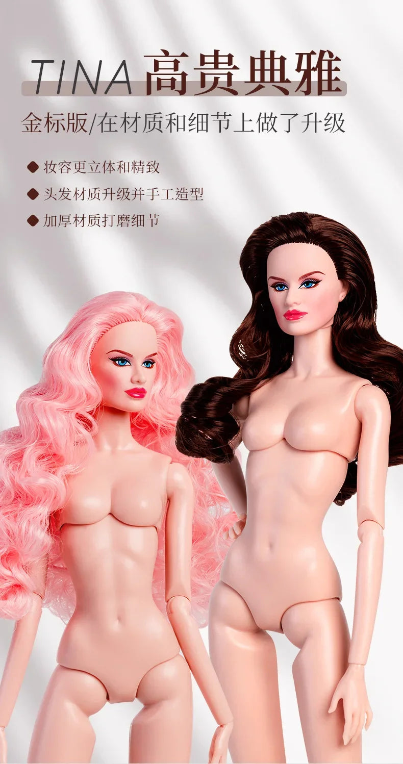 Xianxian new Supermodel doll  / 32cm nude naked doll with normal skin blond hair / 12 joint movable body + head / 1/6 doll toy