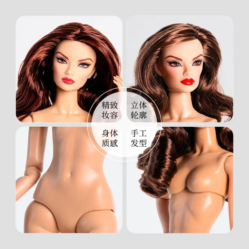 Xianxian new Supermodel doll  / 32cm nude naked doll with normal skin blond hair / 12 joint movable body + head / 1/6 doll toy