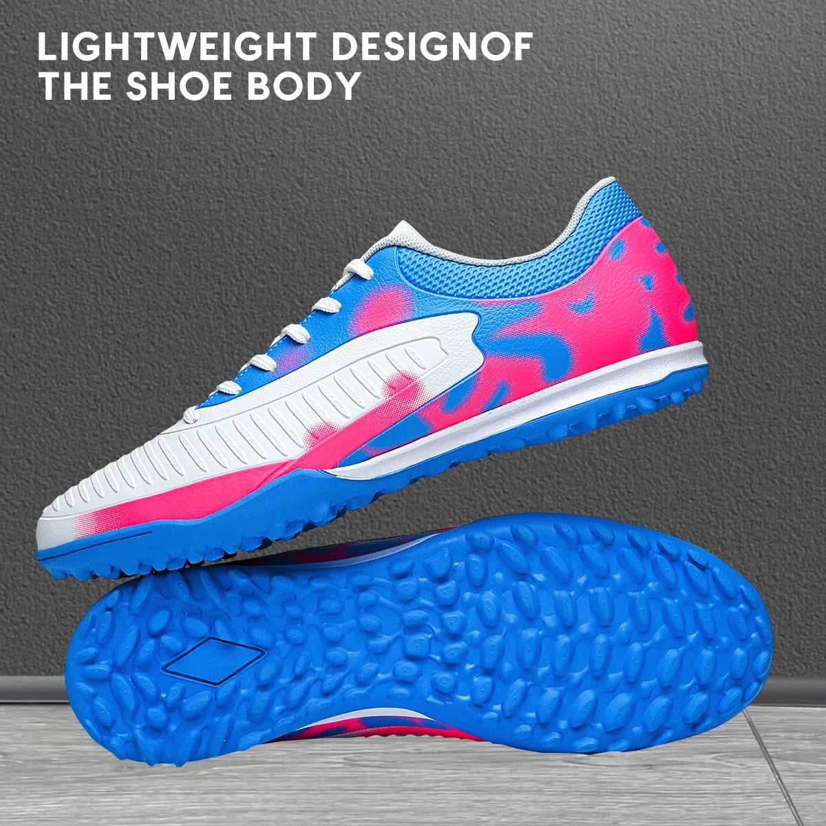 High Grip Unisex Soccer Trainers PU Woven Upper Rubber TF Studs Anti-Slip Breathable Men Outdoor Cleats