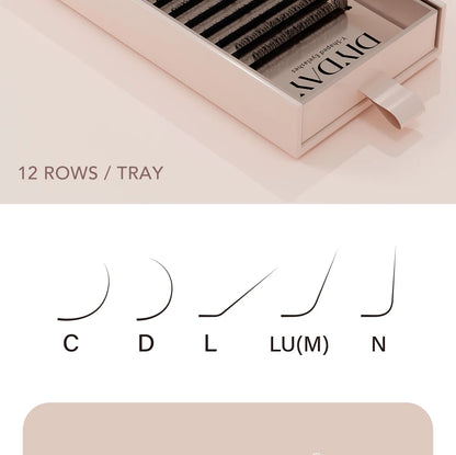 DIYDAY YY Shape Eyelash Extension C D L LU(M) N Curl Brown Lash Natural Soft Premade Volume Fans Two Tips Y-Shaped False Eyelash