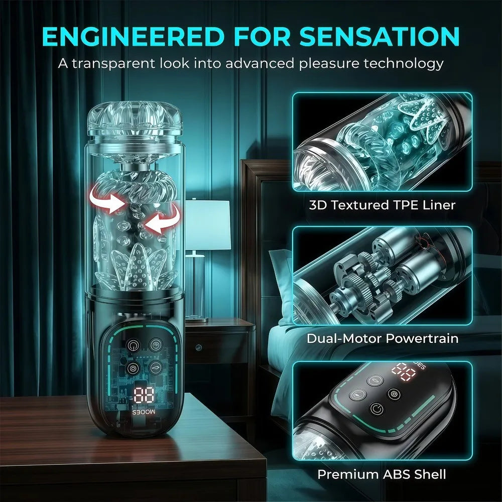 Telescopic Rotation Masturbator Cup Vagina Masturbation Blowjob Adults Sex Toys for Men Male Piston Automatic Mastubator