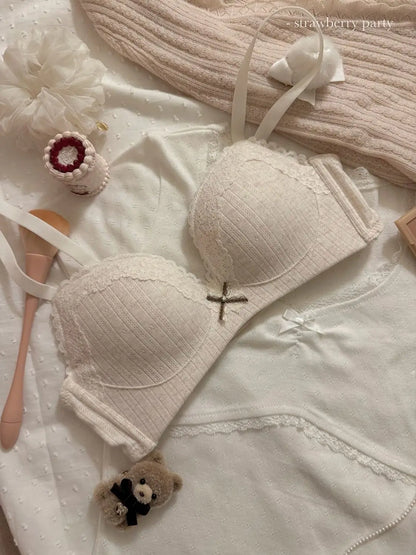 Women's Floral Lace Wireless Bra Set