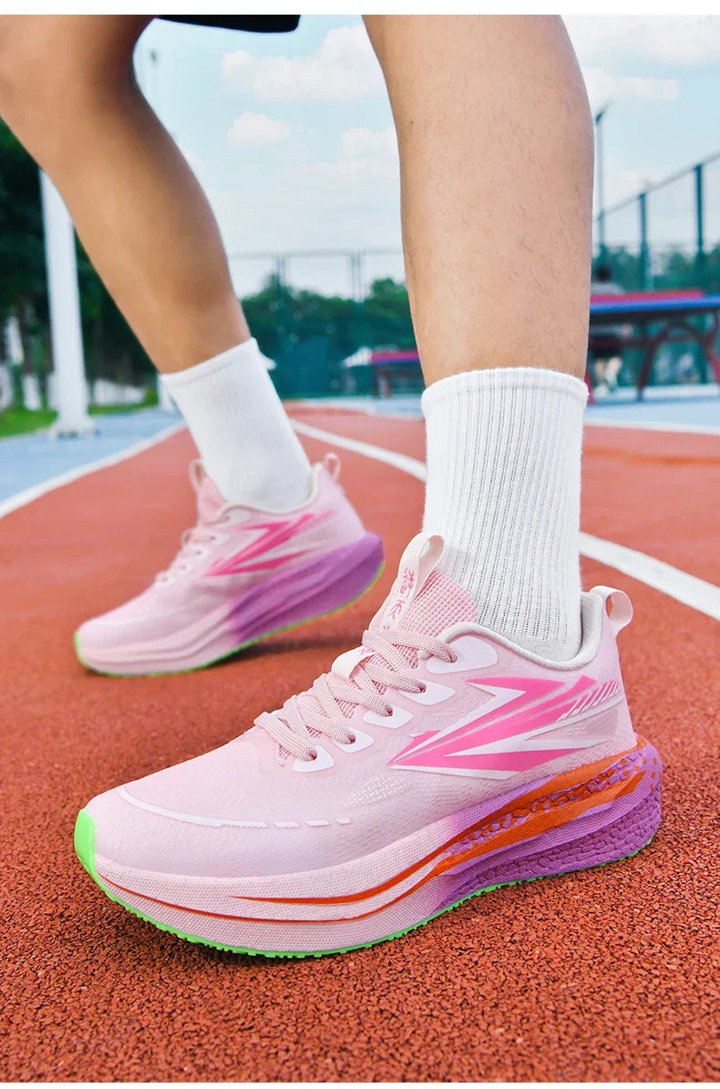 Men's Running Shoes Jogging Cushioning Mesh Outdoor Couple Trainer Race Breathable Sneakers Non-Slip Carbon Board Off-road Shoes