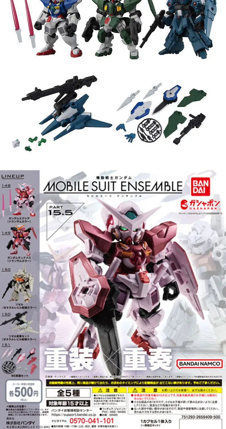 Bandai Gashapon Mobile Suit Ensemble (MSE) Gundam RX-78-2 Strike Hi-Nu Wing Astray ZZ Barbatos Assemble Model Kit Toy