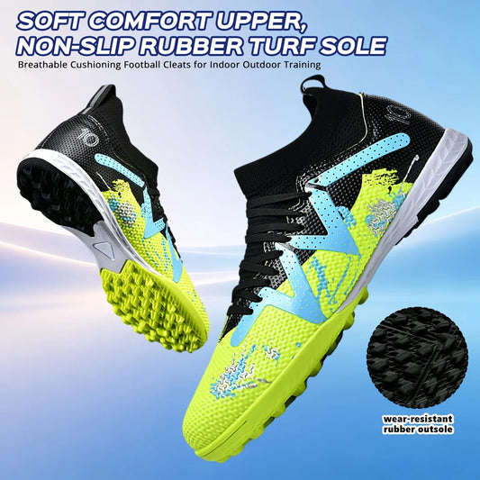 Entry Adult TF football shoes Elastic PU Fabric Shock-absorb Rubber Outsole Anti-slip Wear-resistant Beginner Turf Sports Sneake