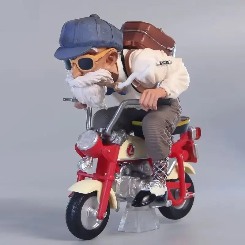 New 13cm Dragon Ball Z Anime Figure Son Goku Master Roshi Locomotives PVC Action Kame Sennin Motorcycle Toys for Children