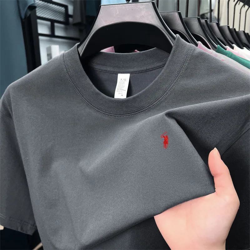 100% cotton breathable short sleeve T-shirt men's summer fashion luxury brand golf Paul embroidery loose casual round neck top