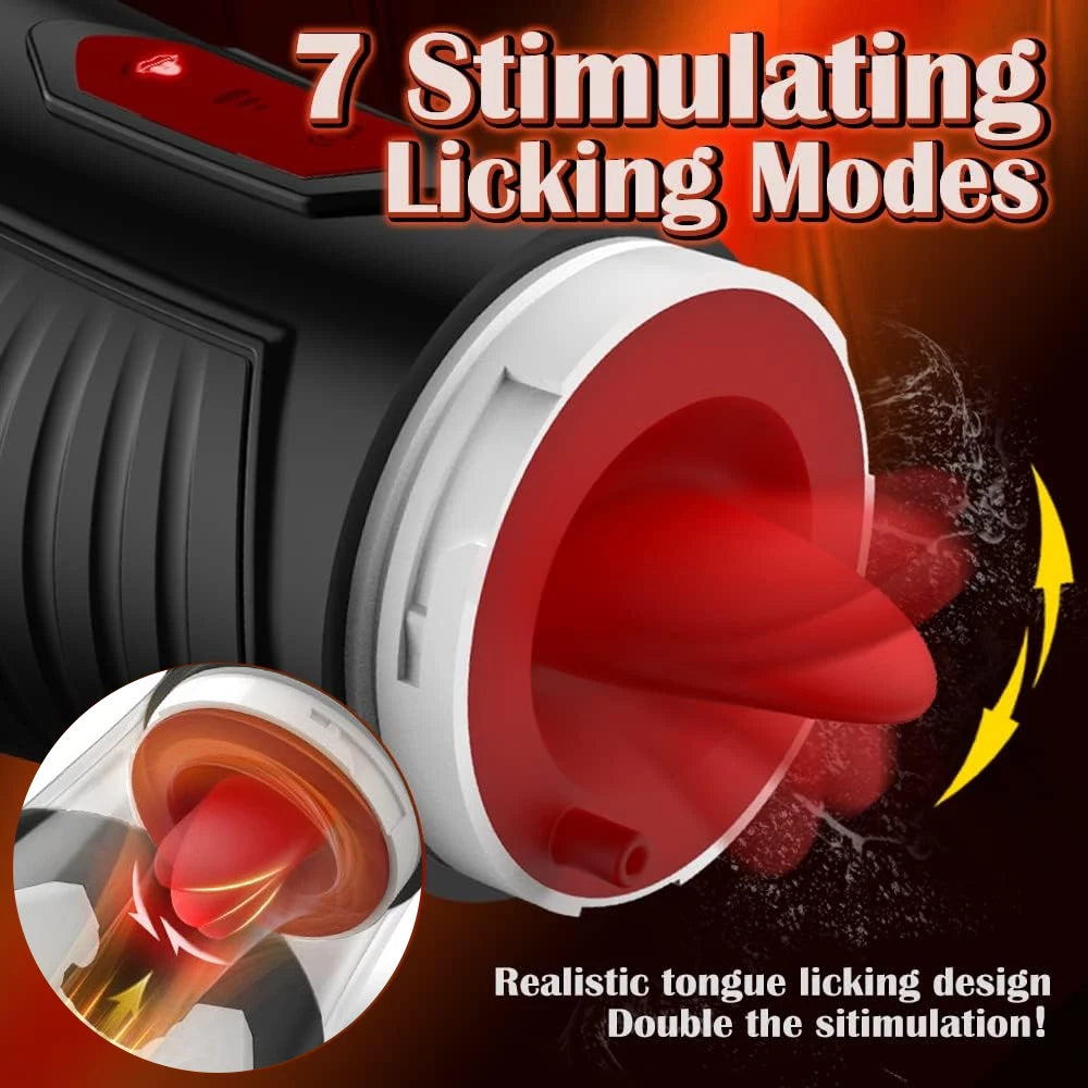 Male Masturbator Sex Toys for Men - Adult Toy with Tongue Licking & Sucking Modes, Blowjob Pocket Pussy Hands Free Sex Machine