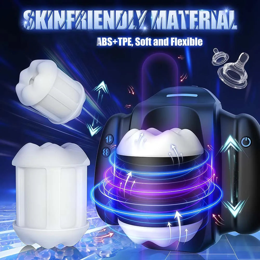 Automatic Male Masturbation Cup Telescopic Vibrating Pocket Pussy with Holder Penis Trainer Sex Machine Adult Sex Toys for Men