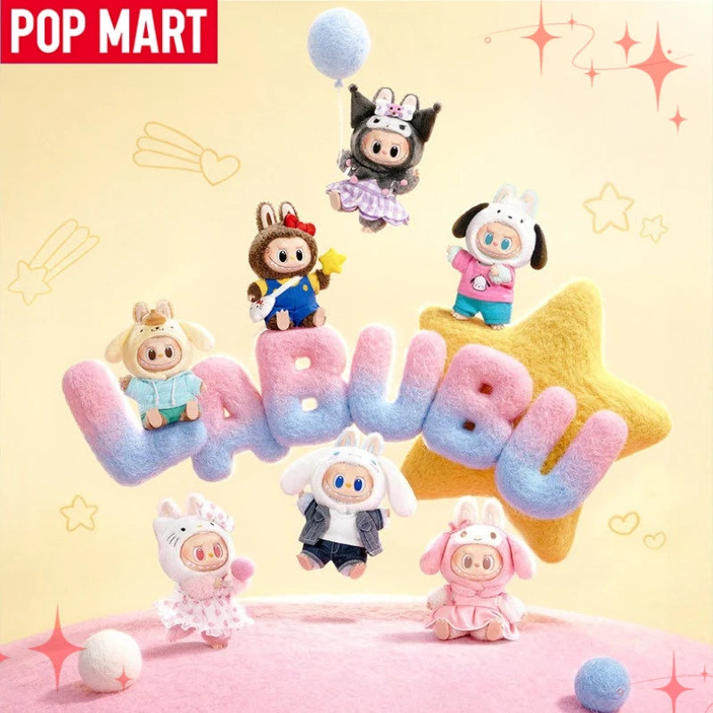 New Genuine POPMART Labubu Sanrio Hello Kitty Kuromi Plush Pendant Blind Box Holiday Gift