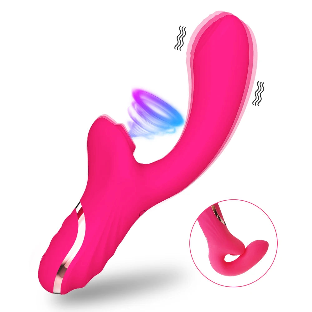 Vibrator For Women 2 In 1 Clitoral Sucking Clitoris Stimulator G-Spot Powerful Vibro Dildo Wand Female Clit Sucker Adult Sex Toy