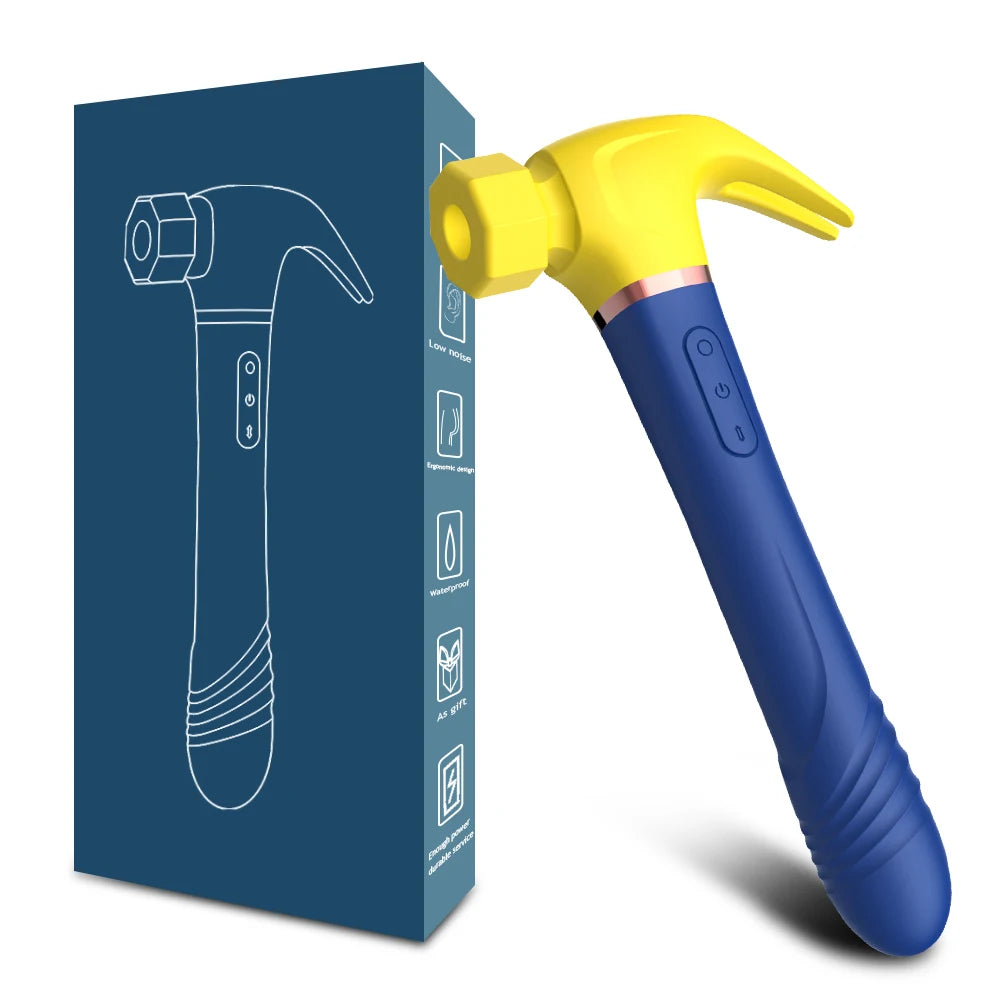 Women G Spot Vibrator 4 In 1 Magic Wand 7-Frequency Sucking Hammer Shape Rechargeable Sucker Vibration Sex Toy For Couple Adults