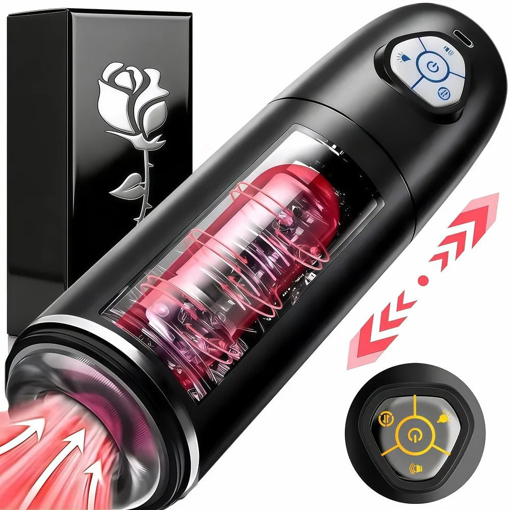Automatic Sucking Male Masturbator Heating Thrusting Vibrators LCD Display Pocket Pussy Stroker Blowiob Adult Sex Toys for Men
