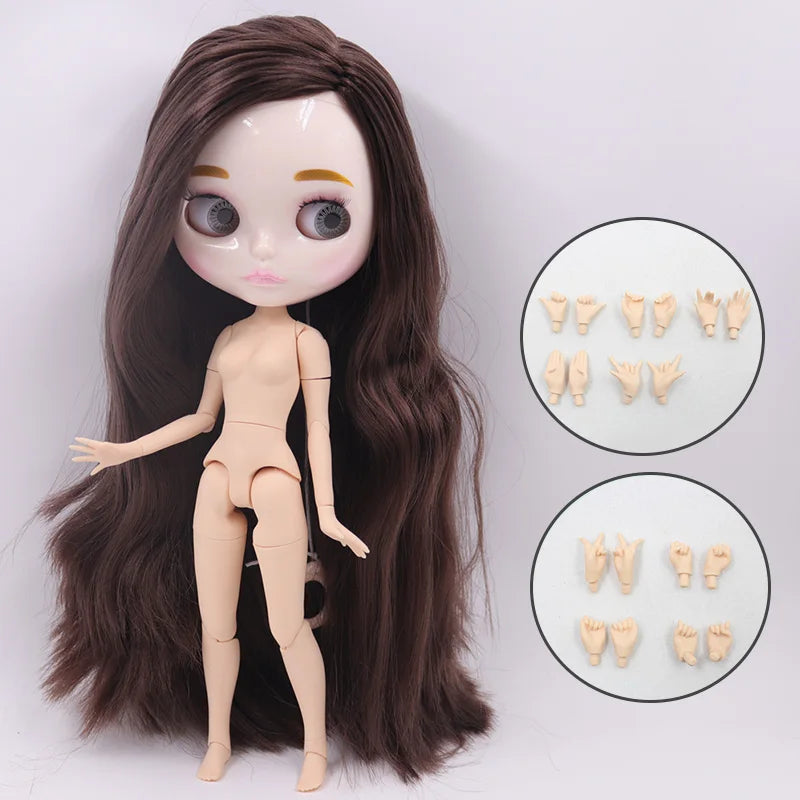 ICY DBS Blyth Doll Carved Lips Face White Skin Joint Body 1/6 BJD Special Price OB24 Toy Gift