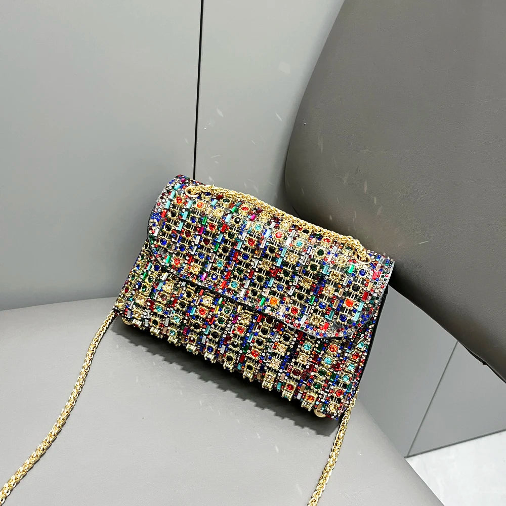 Women's Crystal Rhinestone Metallic Clutch Bag – Evening & Party, 2 Colors