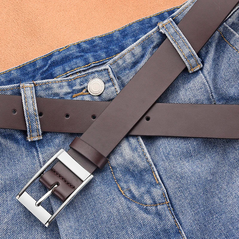 New men's luxury belt PU leather belt metal pin buckle high-quality well-known brand designer belt jeans men's belt