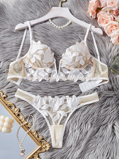 Women's Floral Lace Bra & Brief Set