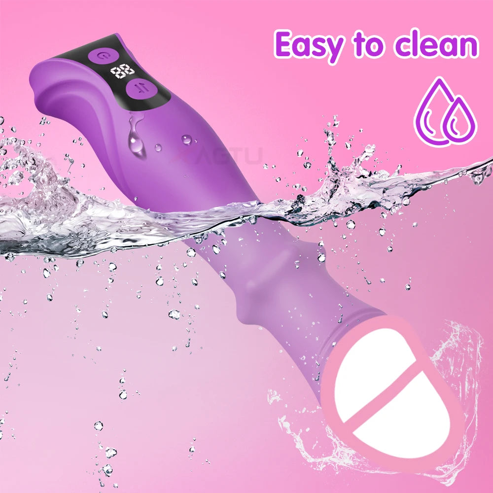 Thrusting Vibrator Dildo Sex Toys , 7.2" Silicone G Spot Rotation Vibrating Dildos Anal Vaginal Stimulator Adult Toys for Women