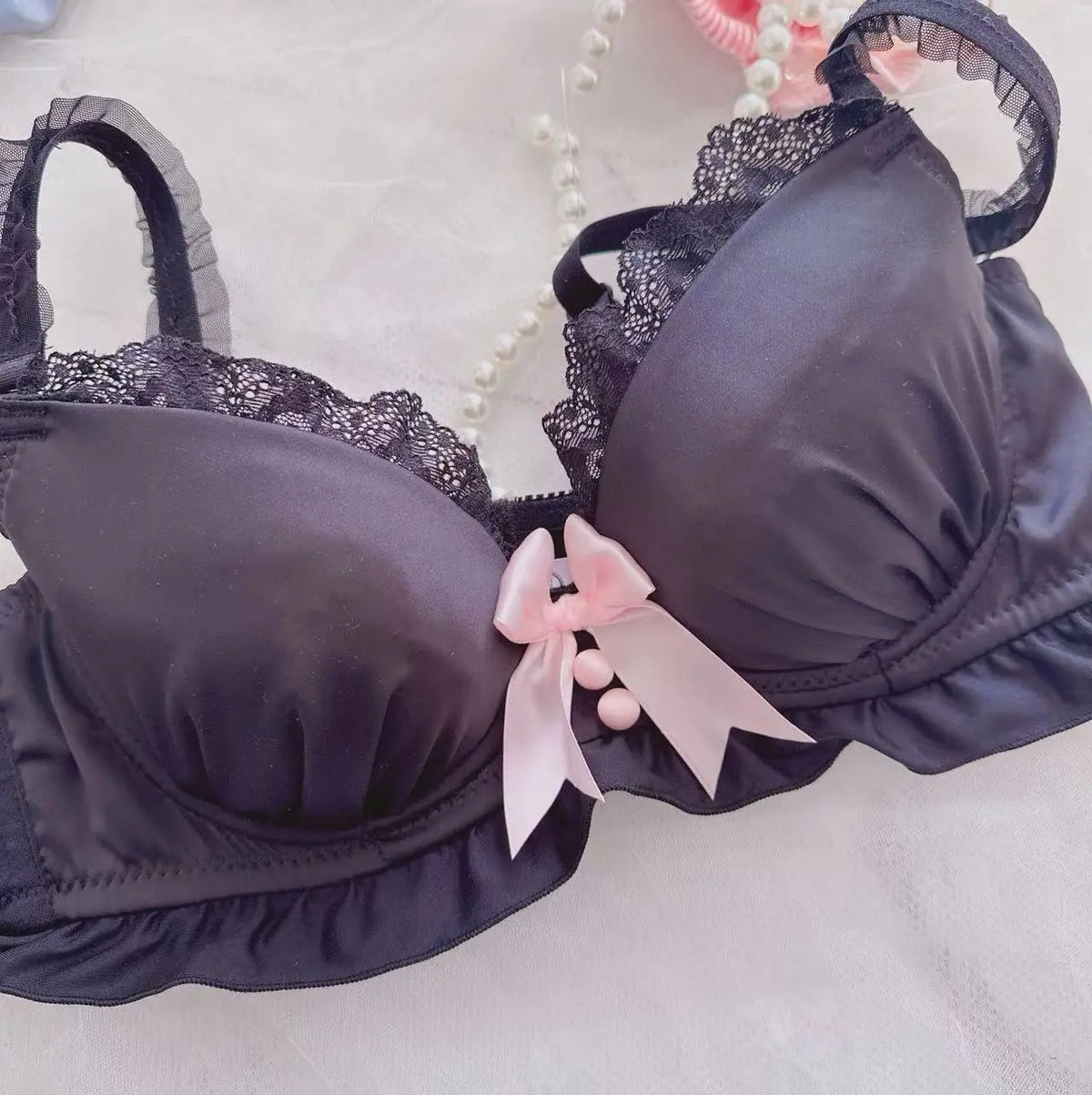 Women's Bow Color-Block Wireless Bra Set