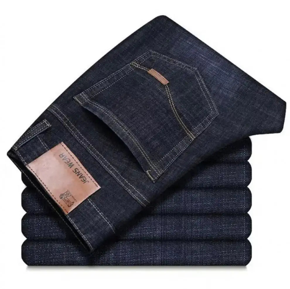 Slim Fit Casual Straight Leg Jeans Men's Lightweight Stretchy Loose Fit Classic Style Youthful Fashion Spring Summer