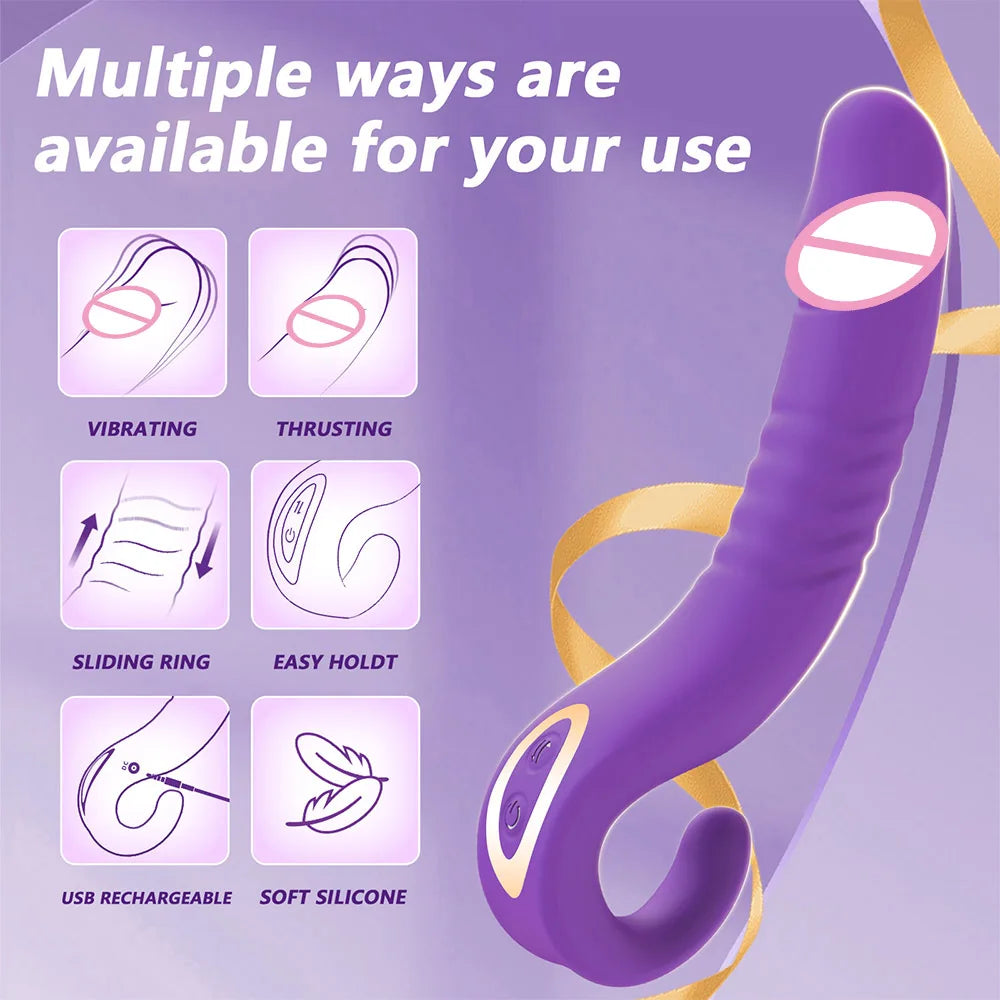 Powerful Telescopic Dildo Vibrator Female G-spot Clitoral Anal Stimulator Vagina Massager Sex Toy Couple Adult Supplies