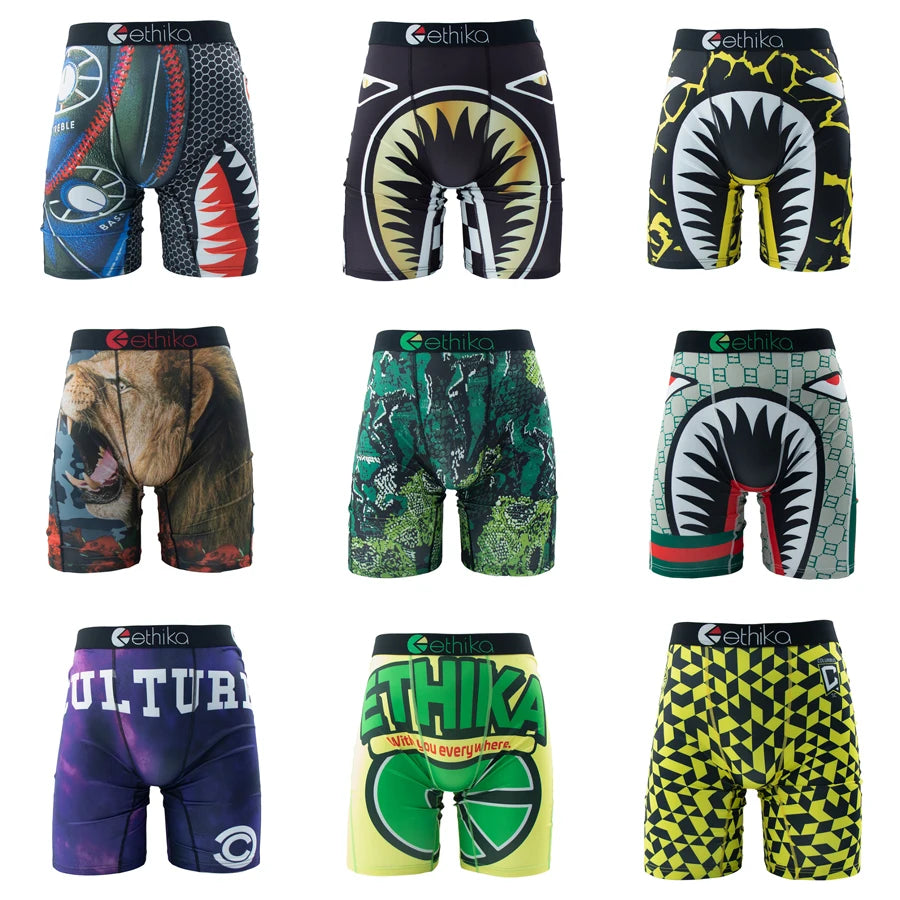 ETHIKA Men Underwear Boxers 1Pcs Breathable Mesh Crotch Man Swimming Underpants Plus Size L-3XL Mens Panties Men's Boxers Briefs