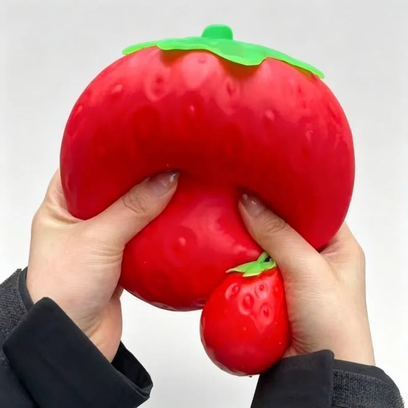 Jumbo Strawberry Fruit Squishy Toy Slow Rising Stretchable Venting Ball Squeeze Anti-Anxiety Sensory Fidget Toy for Adults Gifts
