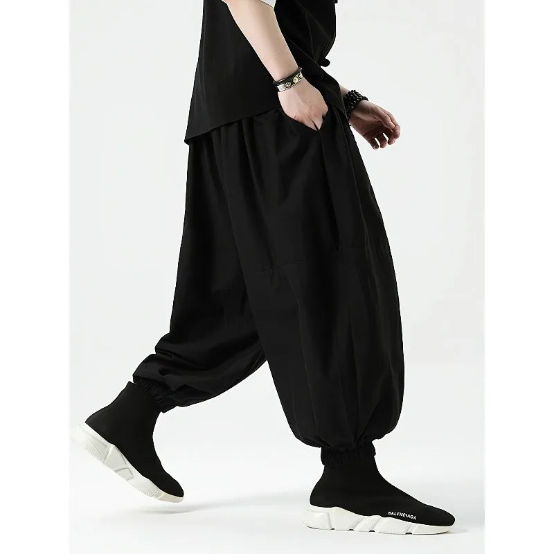 FGKKS Brand New Men Pants Fashion Korean Style Harem Loose Style Cotton Pants Male Outdoor Spring Man Solid Trousers