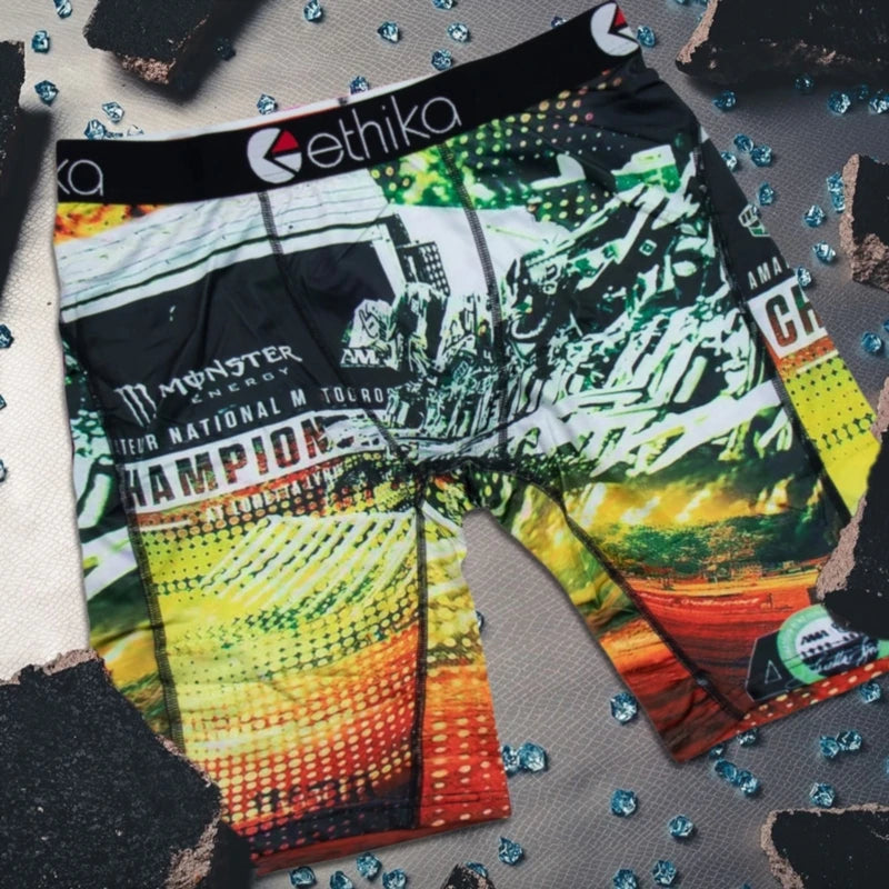 ETHIKA 1Pcs Men Underwear Boxers Breathable Mesh Crotch Man Underpants Plus Size Mens Panties L-3XL Printed Men's Boxers Briefs