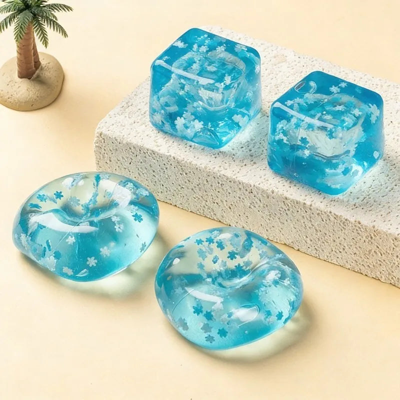 Squishy Snowflake Ice Cubes Slow Rising Sensory Fidget Toy Soft Ice Cubes Stress Relief Squeeze Toy Hand Exercise Calming Tool