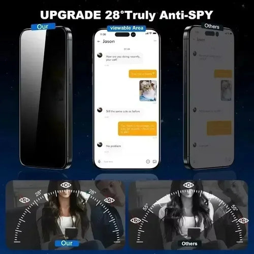 3Pcs Dust Free Installation Privacy Screen Protector For iPhone 16 15 14 13 12 11 Pro Max Mini XS X 17 15 16 Plus Anti-spy Glass