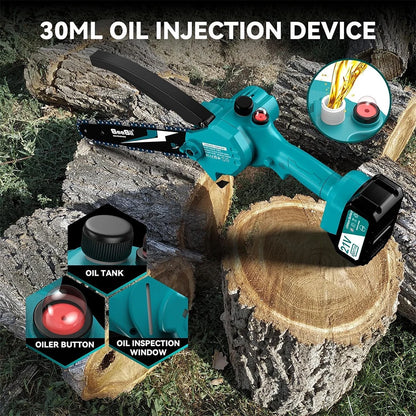 SEESII 8 Inch Electric Chainsaw Mini Cordless Chainsaw Wood Cutter Pruning Garden Power Tools For Makita 18V Battery pin
