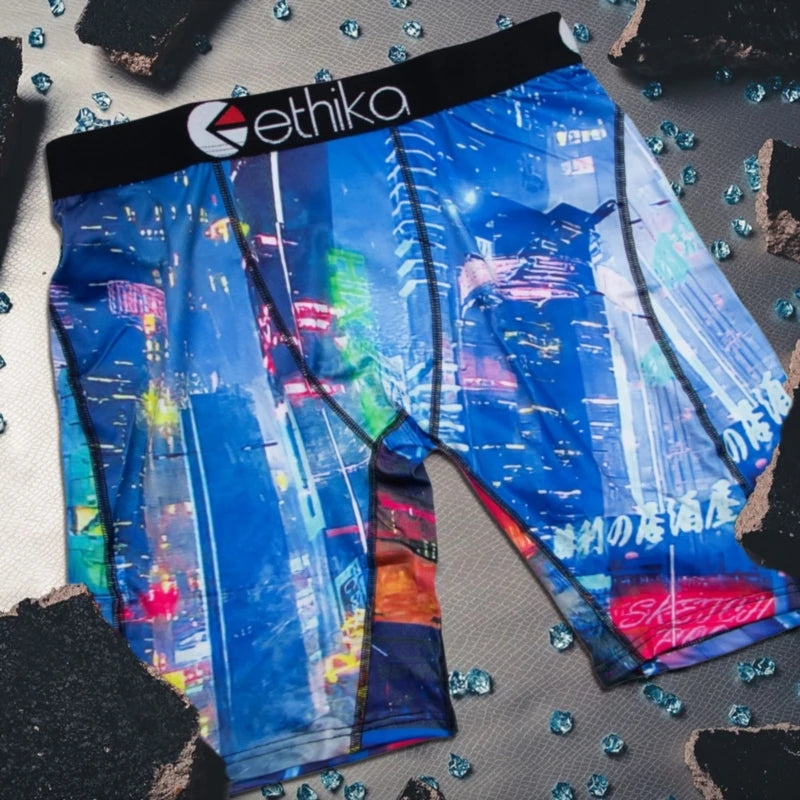 ETHIKA 1Pcs Men Underwear Boxers Breathable Mesh Crotch Man Underpants Plus Size Mens Panties L-3XL Printed Men's Boxers Briefs