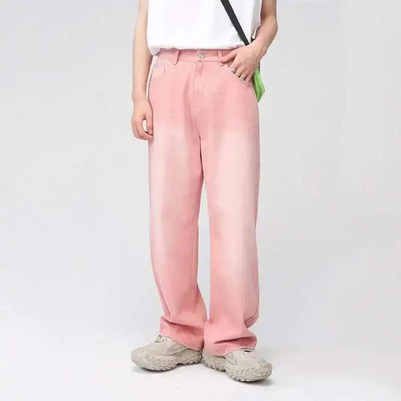 IEFB Men's Jeans New Korean Personality Straight Wide Leg Denim Pants Fashion Autumn Spring Vintage Male Trousers 9A5577
