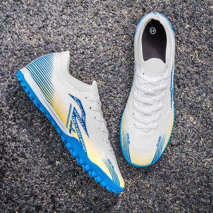 Men TF Turf Soccer Shoes Breathable PU Upper Anti‑Slip Rubber Outsole Light Footwear For Artificial Grass Training