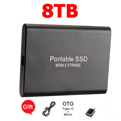 High-speed SSD 1TB Portable External Hard Drive 2TB Solid State Drive 4TB Mass Hard Disk for Laptop Mac PC and Mobile Phone Data