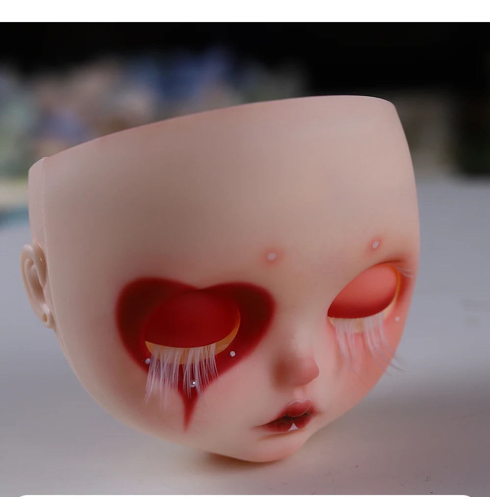 Blyth 1/6 doll hand drawn makeup face shell Blank Makeup DIY frosted face handmade