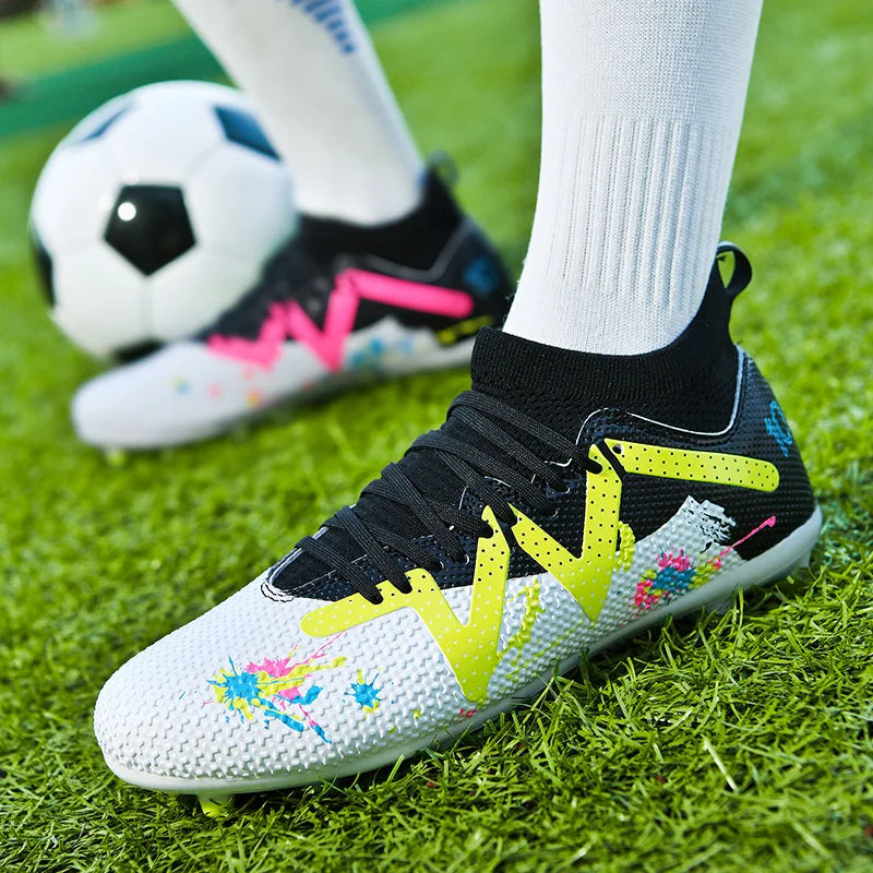 Professional Adult AG FG Soccer cleats Textured PU Surface High Friction TPU Long Stud Anti-slip Improve Ball Control For Grass