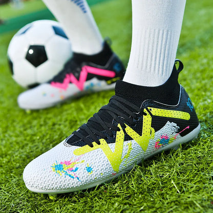 Unisex Men AG FG Soccer Boots Durable PU Upper Robust Rubber Studs For Outdoor Lawn Recreational Football Sports Matches