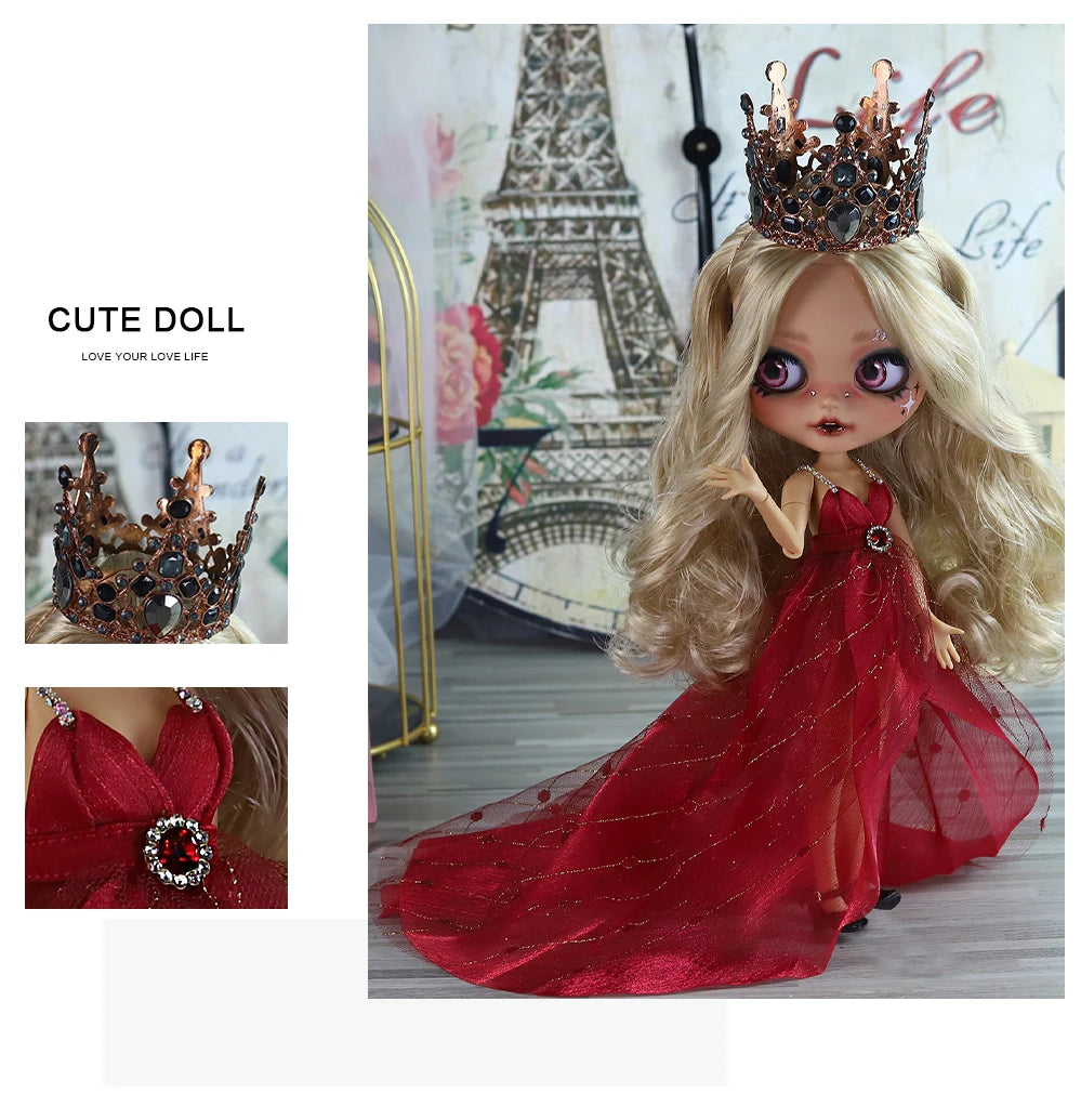 ICY DBS Blyth 1/6 Doll Hand Painted Set Tan Skin Long Eyelash Sleeping Doll Set SD