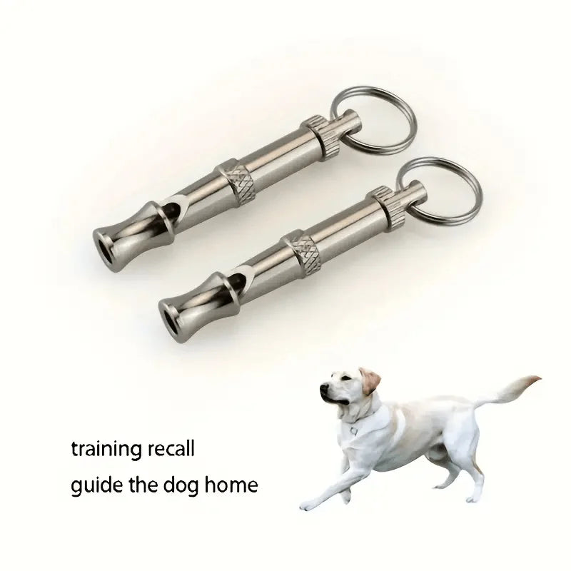 Adjustable Pitch Dog Whistle – Stainless Steel, Keychain, Stop Barking & Recall Training