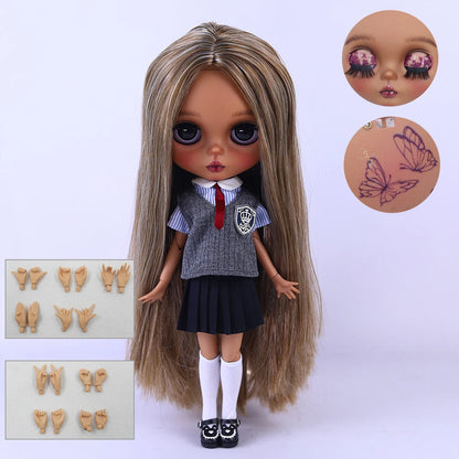 ICY DBS Bryce 1/6 Hand-Painted Doll Set Doll with Black skin, Long Lashes, and Sunspots SD Version