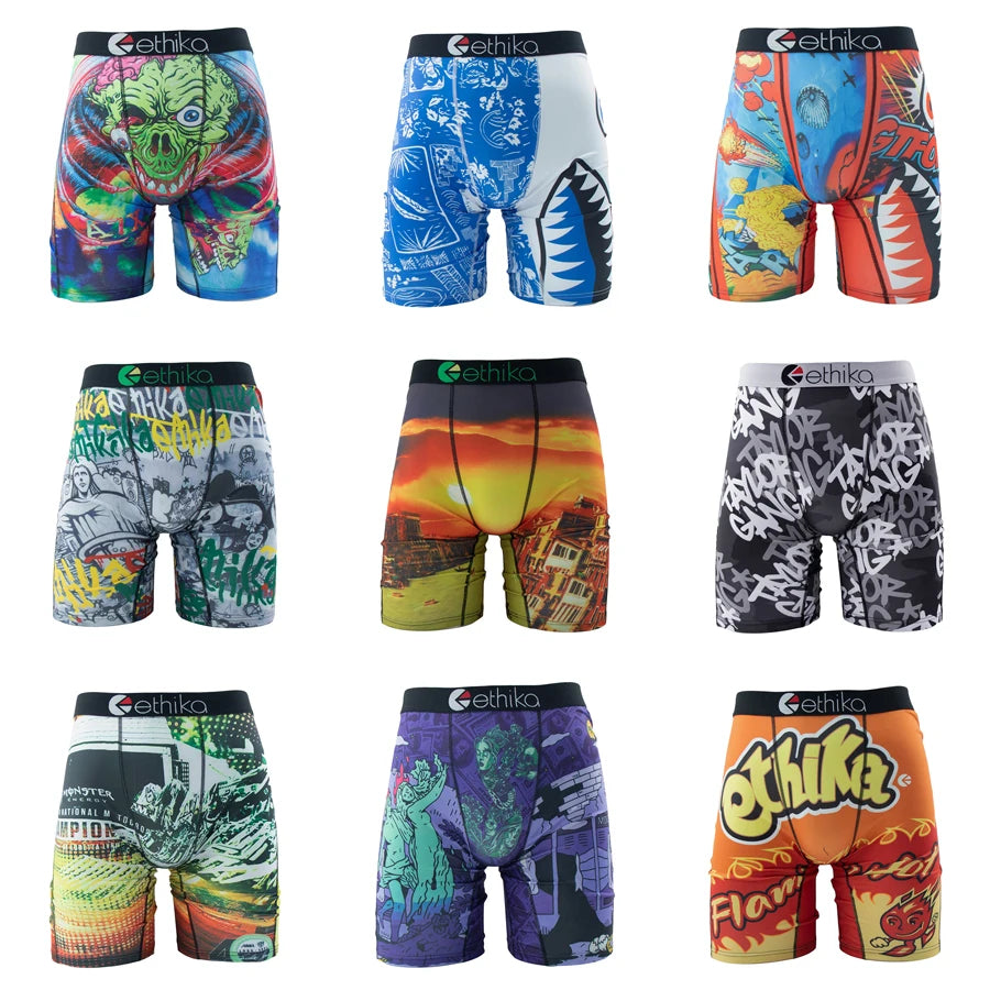 ETHIKA Men Underwear Boxers 1Pcs Breathable Mesh Crotch Man Swimming Underpants Plus Size L-3XL Mens Panties Men's Boxers Briefs