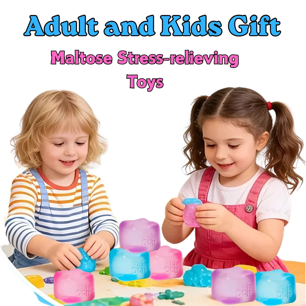 Schylling Nee Doh Jellyfish & Cube Squish Toy, Soft Jelly Squeeze Stress Relief Fidget Toy, Sensory NeeDoh for Kids & Adults